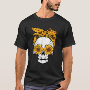 Funny Skull Lover Sunflower Floral Flowers Gift Fo T-Shirt