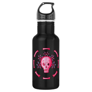 Funny Skull Pink Halloween Whimsigoth 532 Ml Water Bottle