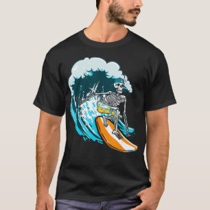 Funny Skull Skeleton Surf Surfing T-Shirt