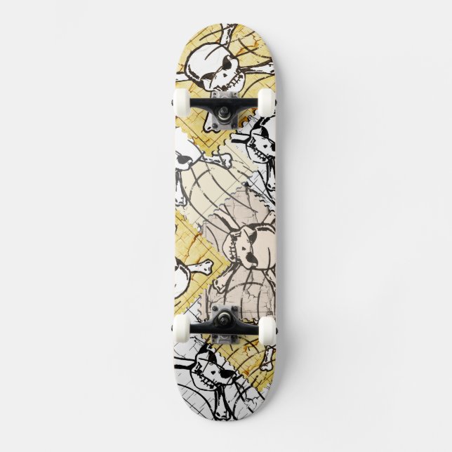 Funny Skull Stamp Skateboard (Front)