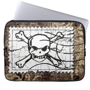 Funny Skull Stamp Vintage 2 Laptop Sleeve