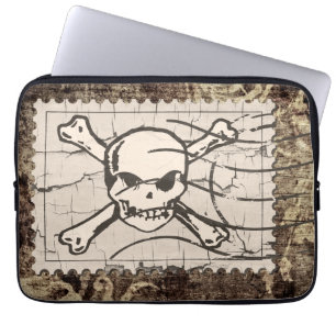 Funny Skull Stamp Vintage Laptop Sleeve