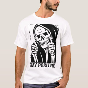 Funny Skull Stay Positive Skeleton Halloween Motiv T-Shirt