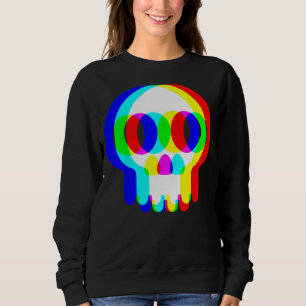 Funny Skull Trippy Vaporwave Halloween Techno Rave Sweatshirt