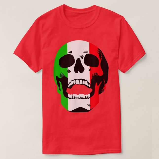 Funny Skull with Italien Flag T-Shirt (Design Front)
