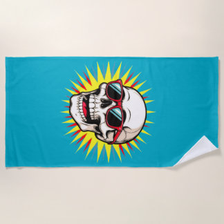**Funny Skull With Sunglasses – Cartoon Laughing S Beach Towel