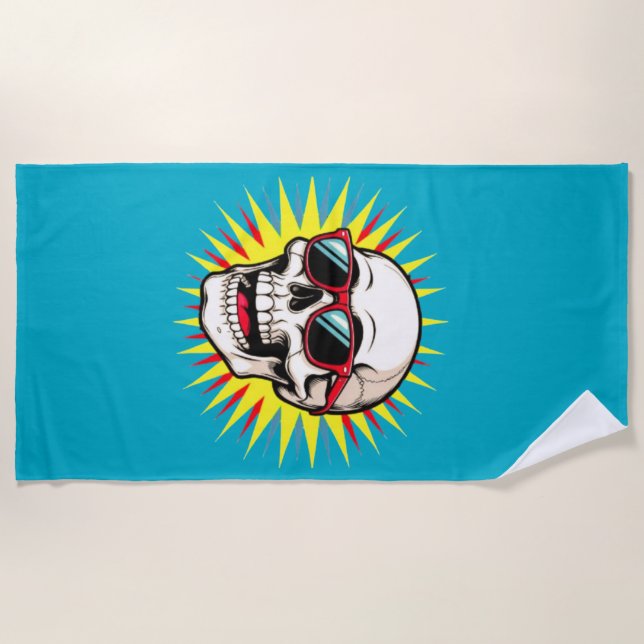 **Funny Skull With Sunglasses – Cartoon Laughing S Beach Towel (Front)