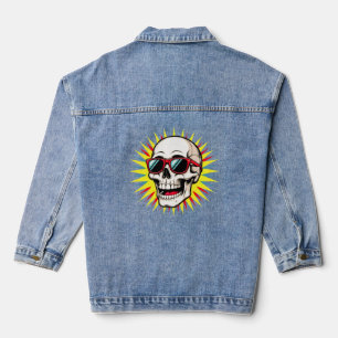 **Funny Skull With Sunglasses – Cartoon Laughing S Denim Jacket