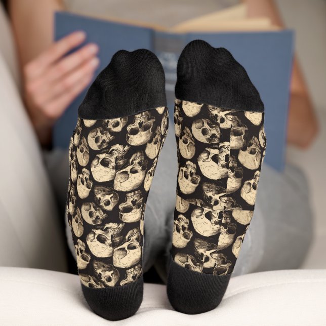 funny skulls pattern Crew Socks (Bottom)