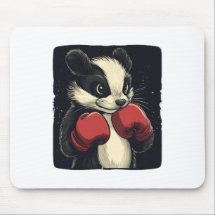 Funny Skunk Face With Boxing Gloves Costume Mouse Pad