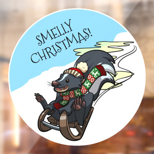 Funny Skunk Smelly Christmas! Sled Cartoon