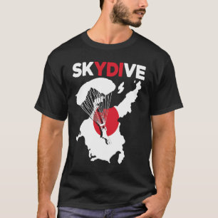 Funny Skydive Japan Flag Parachuting Skydiving Sky T-Shirt