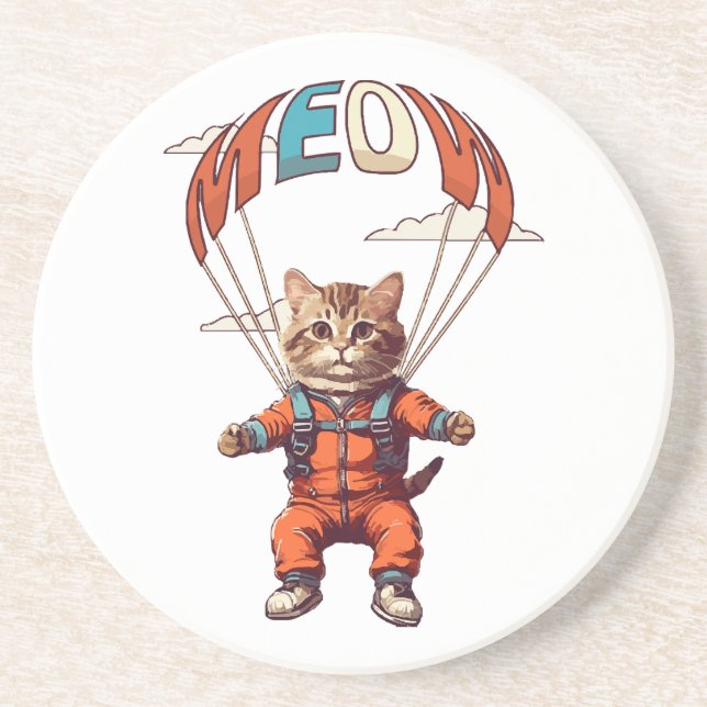 Funny Skydiving Cat Coaster (Front)