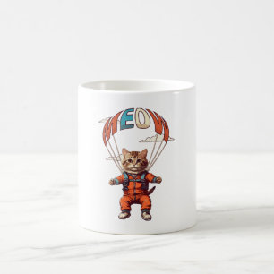 Funny Skydiving Cat Coffee Mug