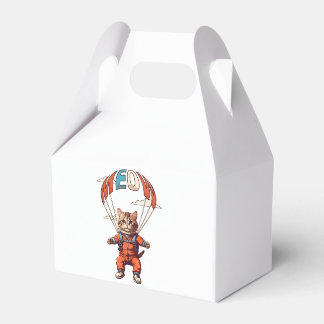 Funny Skydiving Cat Favour Box (Front Side)