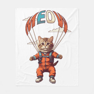 Funny Skydiving Cat Fleece Blanket