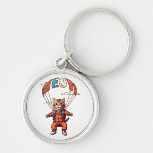 Funny Skydiving Cat Key Ring