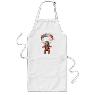 Funny Skydiving Cat Long Apron