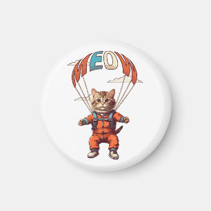 Funny Skydiving Cat Magnet