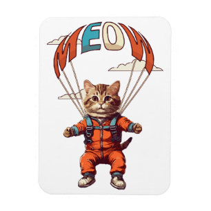 Funny Skydiving Cat Magnet