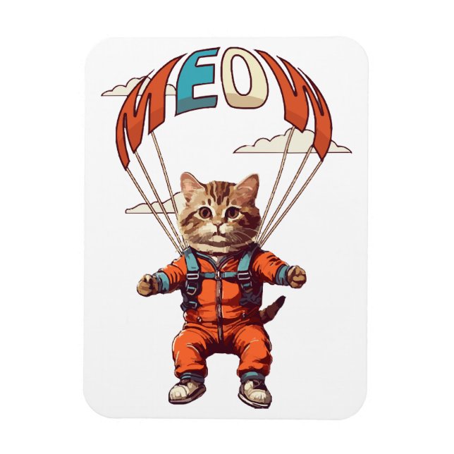 Funny Skydiving Cat Magnet (Vertical)