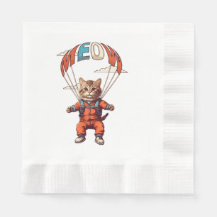 Funny Skydiving Cat Napkin