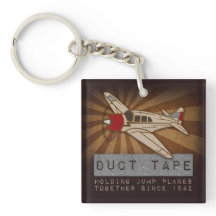 Funny Skydiving Duct Tape Square Keychain