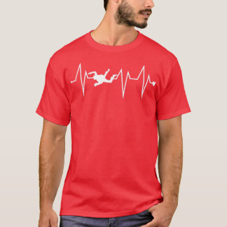 Funny Skydiving Skydiver Heartbeat Heart Pulse Rat T-Shirt