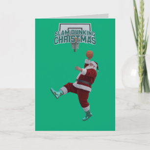 Funny Slam Dunking Santa Christmas Card