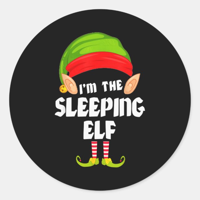 Funny Sleeng Elf Matching Family Group Pj Christma Classic Round Sticker (Front)