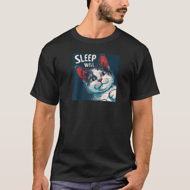 Funny sleep well Cat Raglan Baseball Tee (Front)