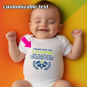 Funny sleeping  baby pickleball bodysuit