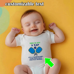 Funny sleeping  baby pickleball bodysuit
