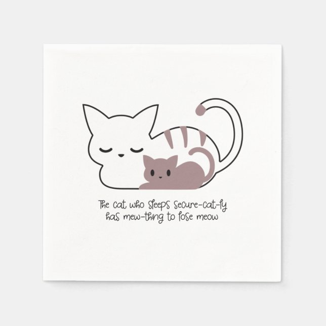 Funny Sleeping Cat Pun and Art II Napkin (Front)