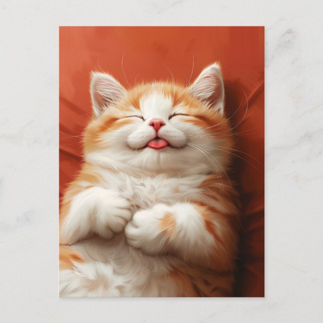 Funny Sleeping Cat with Tongue Out Postcard (Front)