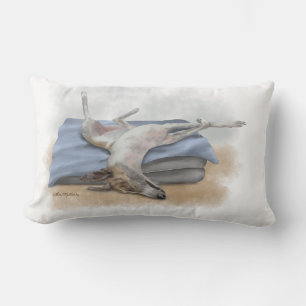 Funny Sleeping Greyhound Cartoon Lumbar Cushion