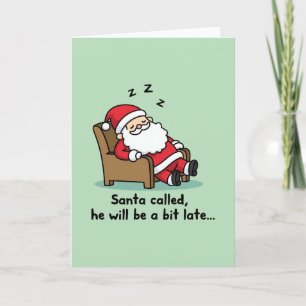 Funny Sleeping Santa Claus Christmas Card