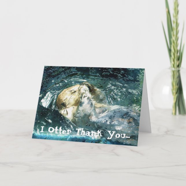 Funny Sleeping SEA OTTER Thank You Card (Front)