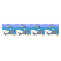 Funny sleeping shark and fishing cartoon
