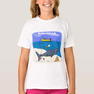 Funny sleeping shark and fishing cartoon T-Shirt