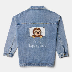 Funny Sleeping Sloth Lover Power Napper Napping Denim Jacket