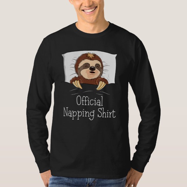 Funny Sleeping Sloth Lover Power Napper Napping T-Shirt (Front)