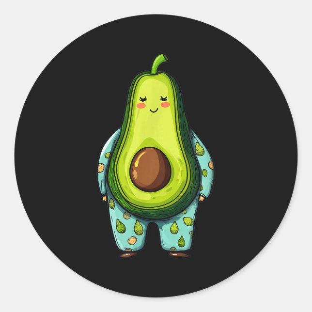 Funny Sleepy Avocado In Pajama Costume For Boys An Classic Round Sticker (Front)