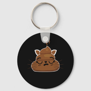 Funny Sleepy Cat Emoji Pajama Poo Emoticon Humour Key Ring