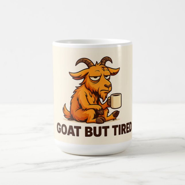 Funny Sleepy Goat Mug for Coffee Addicts (Center)