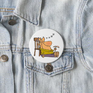 Funny Sleepy Man Napping with Sandwich 7.5 Cm Round Badge