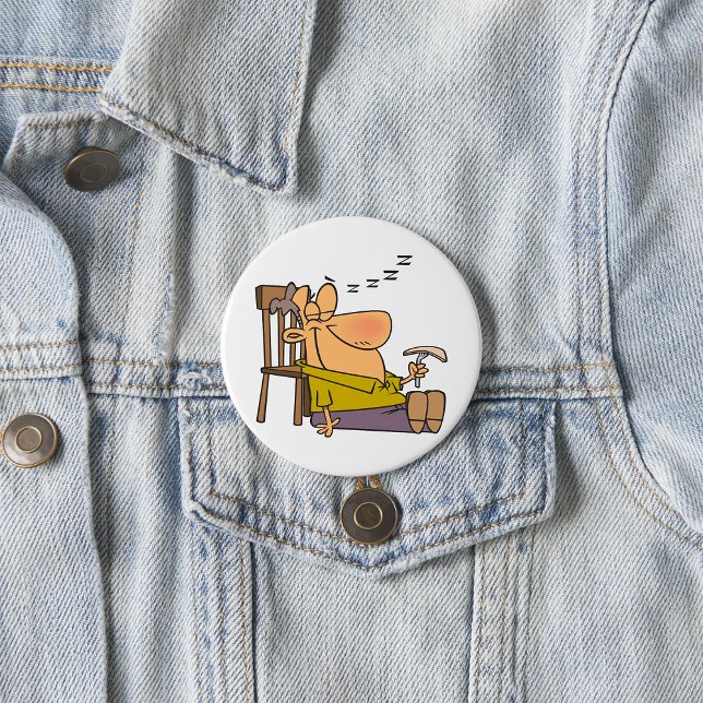 Funny Sleepy Man Napping with Sandwich  7.5 Cm Round Badge (Creator Uploaded)