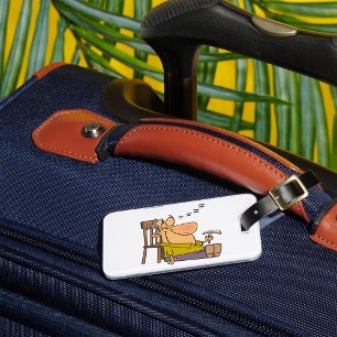 Funny Sleepy Man Napping with Sandwich Luggage Tag