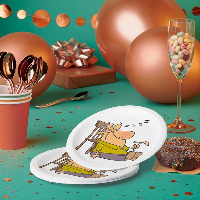 Funny Sleepy Man Napping with Sandwich  Paper Plate (Creator Uploaded)