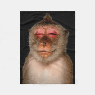 Funny sleepy monkey tired monkey meme primate fleece blanket